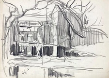 1948 Norman Kent New England or Rust Belt Industrial Drawing