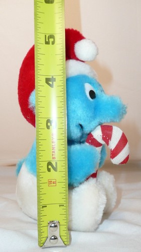 Christmas Smurf Plush 5" with Candy Cane 1982 Peyo Wallace & Berrie Co. Vintage - Picture 3 of 8