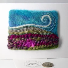 Primitive Folk Art Card Needle Felted Wool Melissa Philbrook "Farm & Flowers" US