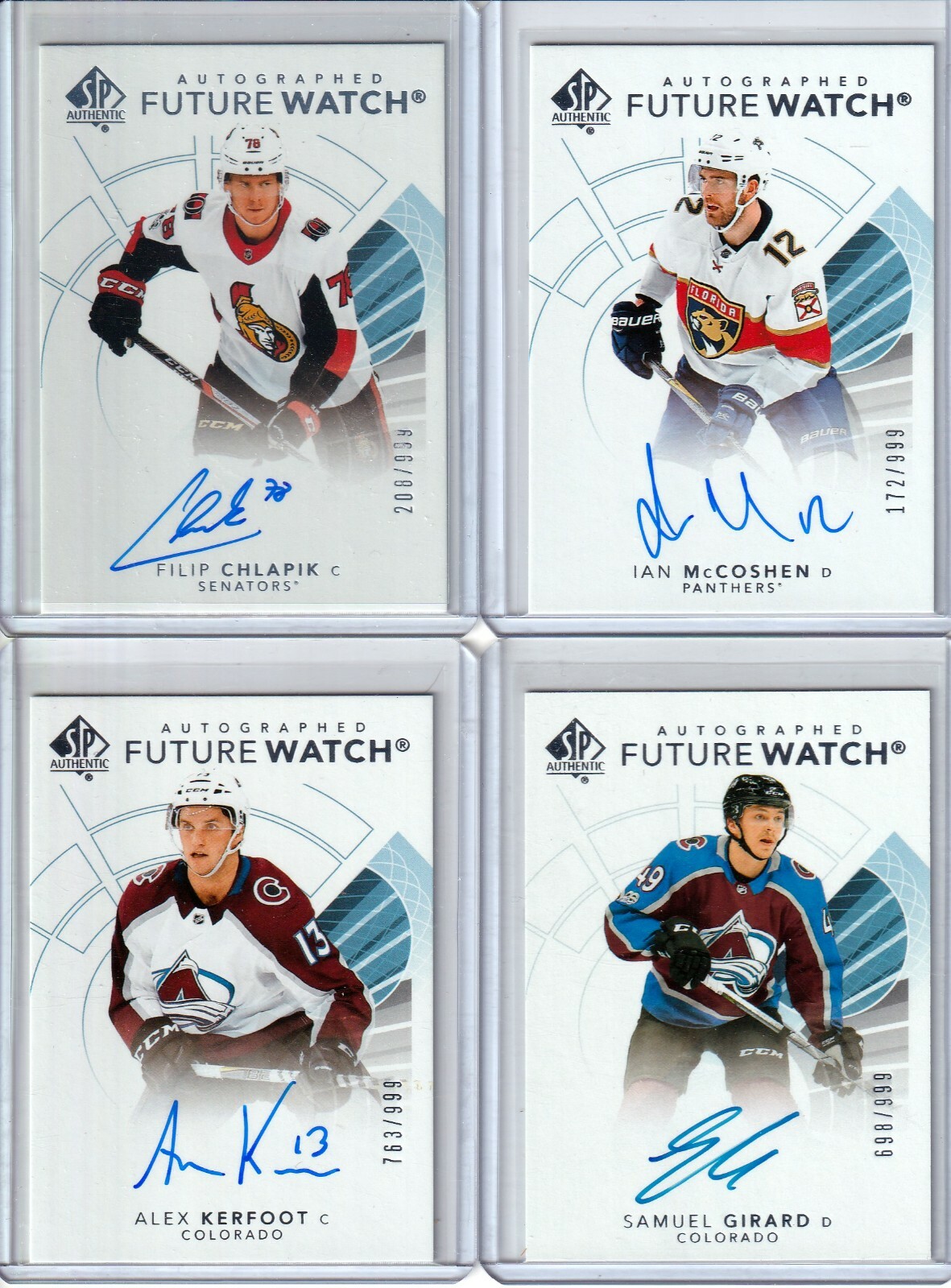 2017-18 SP Authentic Future Watch #176 Samuel Girard RC AUTO /999 AVALANCHES