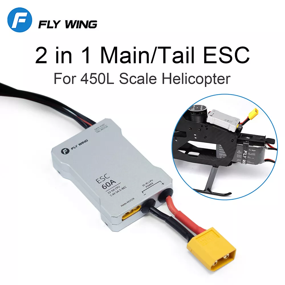 FLY WING Helicopter 60A ESC 32bit CPU 7.4V 5A S BEC for 450L RC