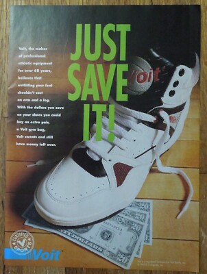 1990 VOIT Basketball Athletic Sneakers Magazine Ad - Just Save It!