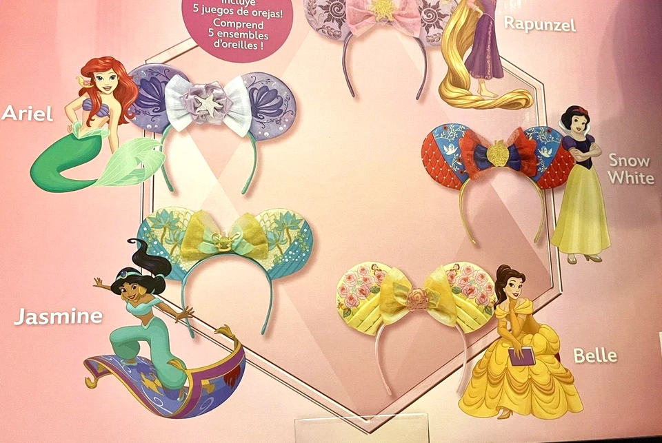 Disney Princess Ears Five Headbands Ariel Belle Jasmine Snow White Rapunzel - Image 4 of 4