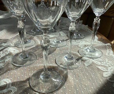 Vintage Crystal Ribbed Wine Glasses x 9 - Beautiful!! | eBay