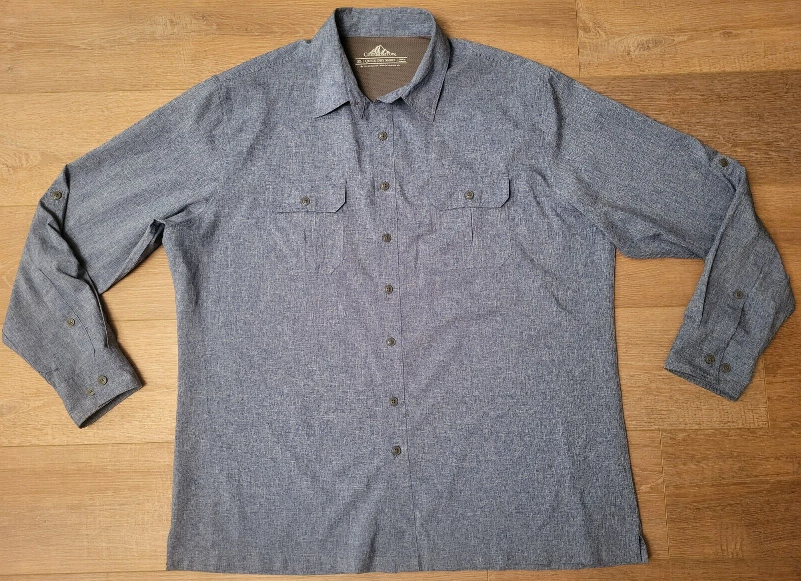 Croft & Barrow Shirt Mens XL Blue Quick Dry Vented Long Sleeve Roll Tab Hiking