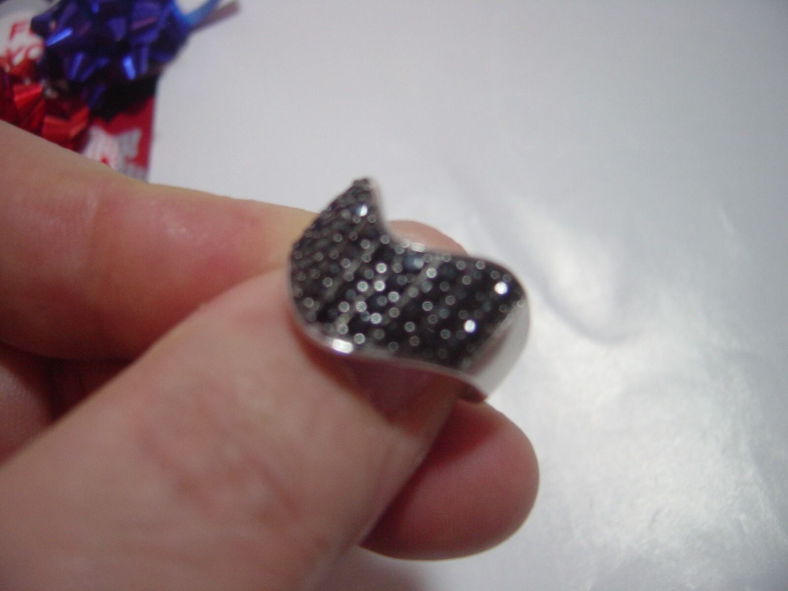 incredible solid Silver wish bone Ring-superb bla… - image 14