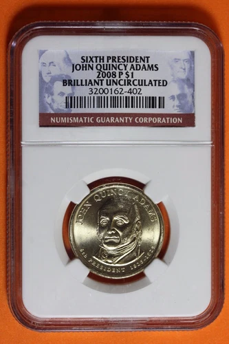 2008 NGC UNC BU John Quincy Adams Presidential Dollar $1 #B38718