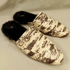 Zac Posen 9M Womens Savanna Fur Lined Mules Shoes Flats Soft Slip Ons White Gray