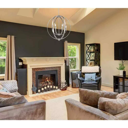 Golden Lighting 26 in. Colson PW 6-Light Pewter Globe Cage Chandelier - Picture 4 of 5