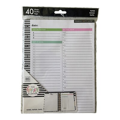 The Happy Planner Classic Filler Paper 40 Sheets, New in package, Daily Planner 