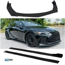 For Lexus IS250 IS350 Front Bumper Lip Splitter+Side Skirt Kit Gloss Black Style