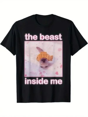 Trendy,The Beast Inside Me Funny Cat Meme Sarcastic Inappropriate T-Shirt