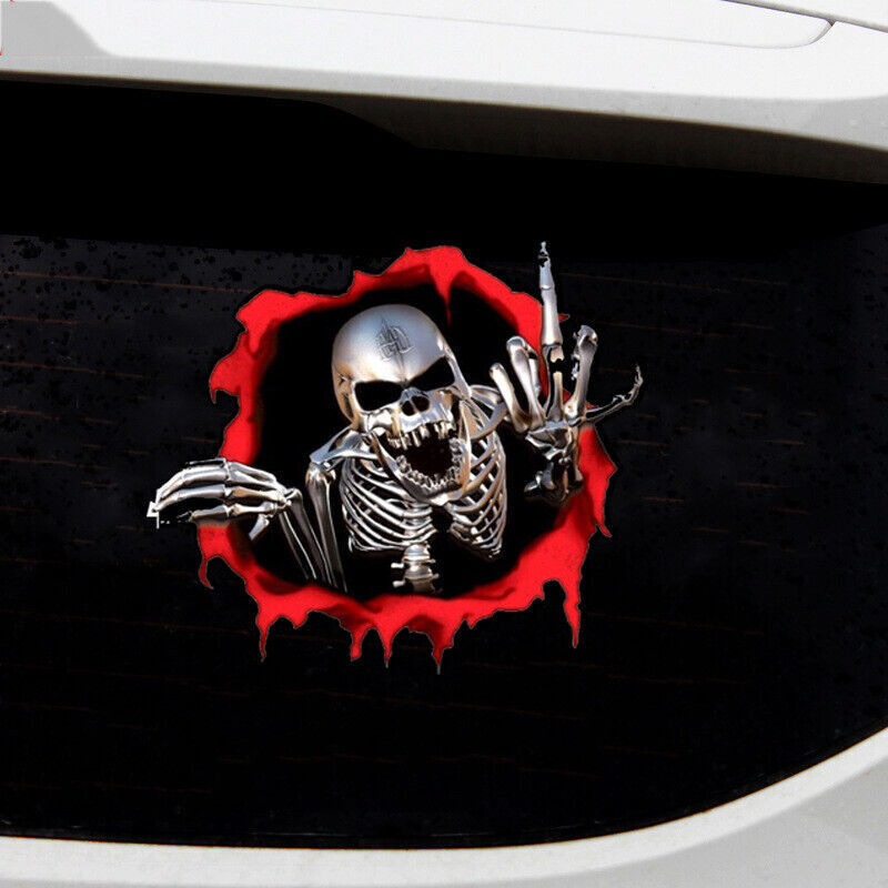 Skull With Middle Fingers Auto Accent Decal Skulls Car Vinyl -  Sweden