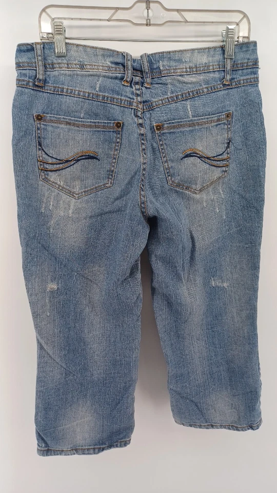 Capris de mezclilla LA Blues para mujer talla 10 azul tiro alto elástico  Foto 2 de 4
