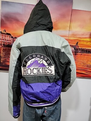 Vtg 1990s Colorado Rockies Felco Full Zip Track Jacket Windbreaker Sz L Mens #C