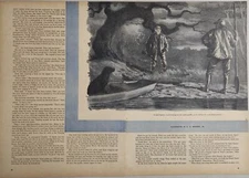 1949 Magazine Picture Duck Hunter & Dog in Boat Illustrated by C.E. Monroe Jr