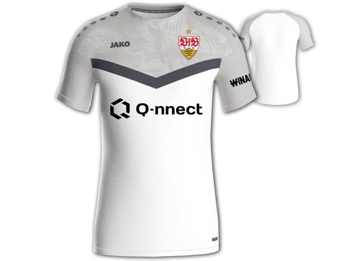 Maillot VfB Stuttgart International 24/25 Par Jako, Blanc, Manches Courtes, 100% Polyester, Unisexe, Fabriqué En Turquie, Taille De M à 4XL
