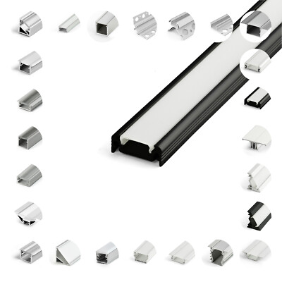 Profil für LED Streifen Stripe natureloxiert Schiene Abdeckung Endkappen 1/2m