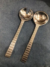 Salad Servers 11.5” Aluminum Metal Fork Spoon EUC Server Set