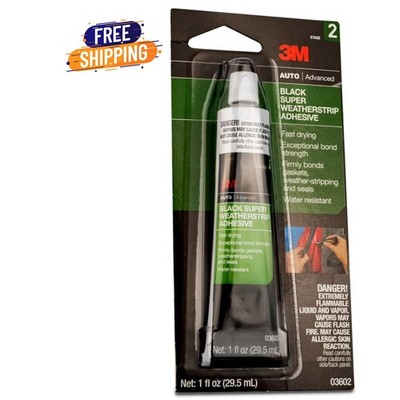 3M Black Super Weatherstrip Adhesive, 03602, 1 Oz, 24 Per Case, 24.00 per case