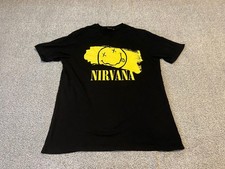 Nirvana T-Shirt – Black & Yellow – Men's Large – Vintage Style Rock Band - EX+