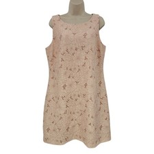 Eliza J Dress Womens 14 Pink Floral Eyelet Sleeveless Sheath Lined Knee Length