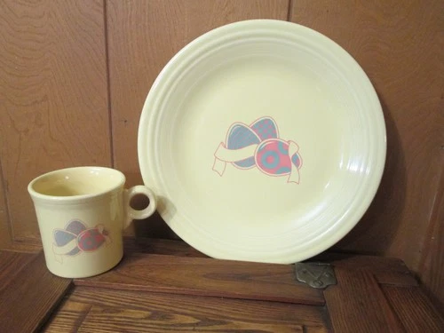 Fiestaware EASTER EGGS 2 piece set plate mug discontinued Fiesta