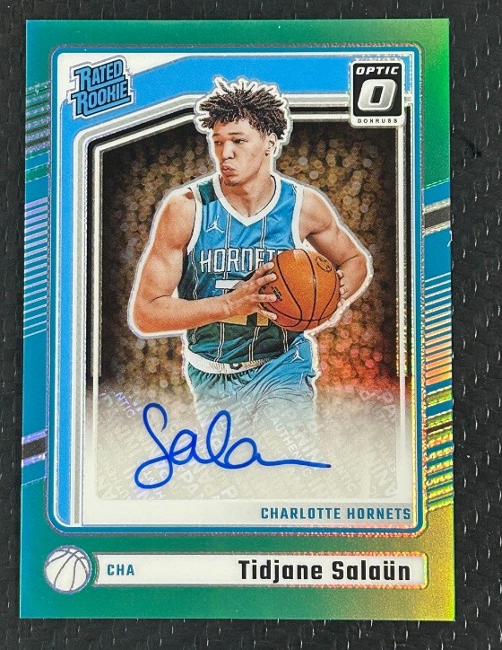 Tidjane Salaun 2024-25 Panini Donruss Optic Rated Rookie Auto Green 2/5 RC #324