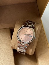 BURBERRY THE CITY BU9124 Stainless Steel Ladies Pink Dial 34mm Watch