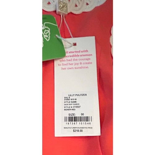 Lilly Pulitzer Sadie Etuikleid Strampler Kleid Mizner rot weiß Lilly Spitze Leinenmischung - Bild 12 von 12
