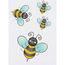 4 x 'Happy Bumble Bee' Temporary Tattoos / Transfers TO00059172 