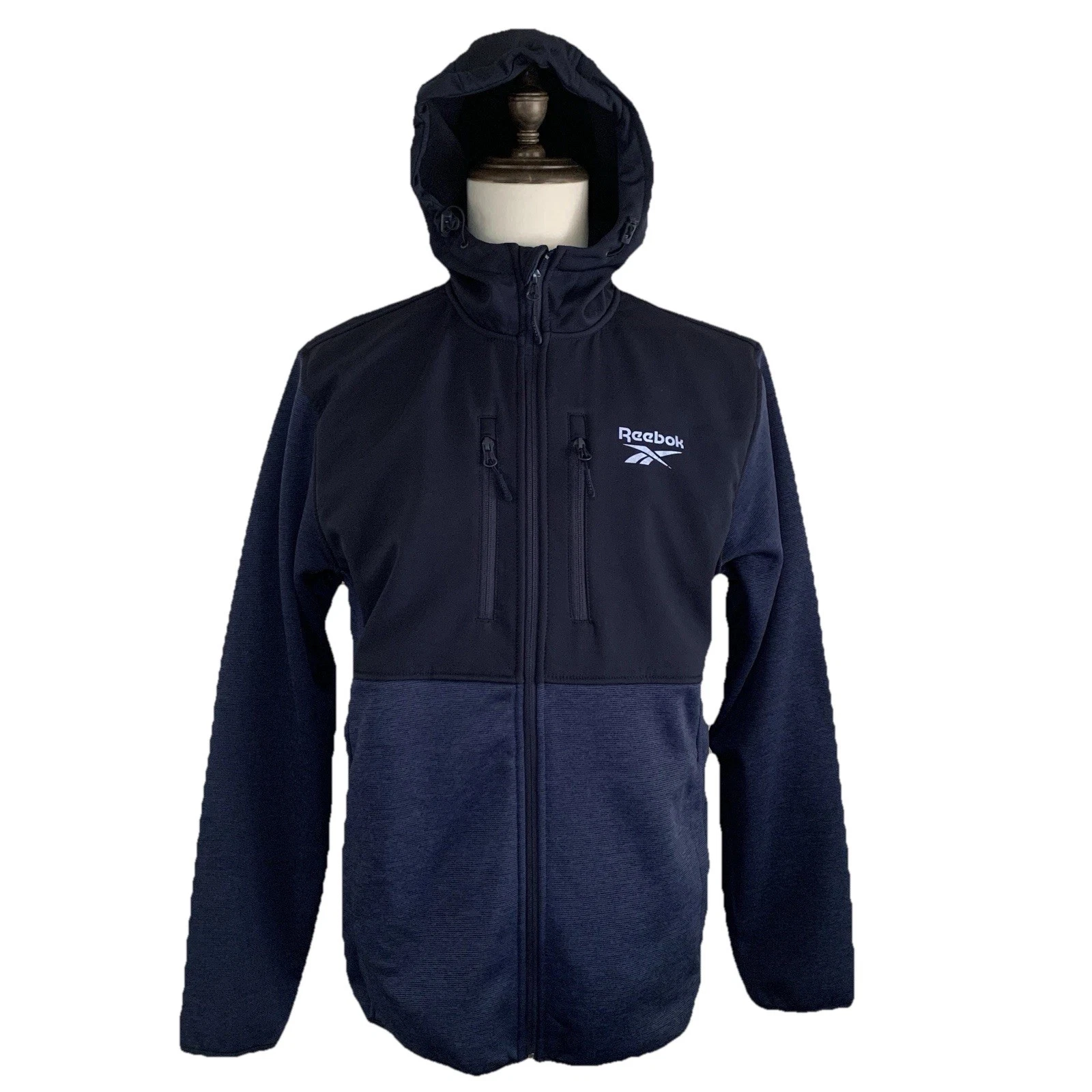 Reebok Men's Full Zip Hooded Jacket Navy Blue Size Large Softshell
Opens in a new window or tab