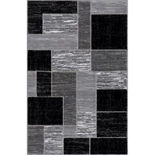 Pemberly Row Black Geometric 2 ft. x 3 ft. Fabric Scatter Area Rug