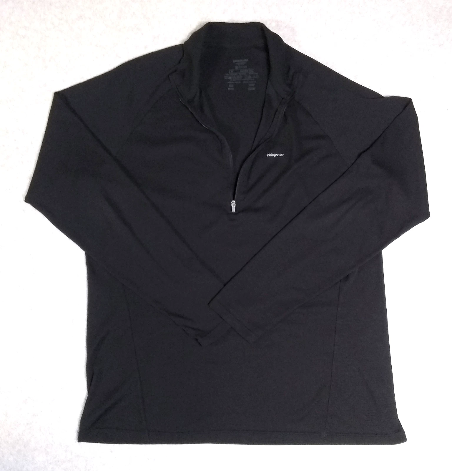 Patagonia Capilene Lightweight BaseLayer Shirt Mens XL Long Sleeve 1/4 Zip Black