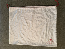 Coach  Dust Bag  White Satin Nylon w/ Red Drawstring  Logo  23" x 19"