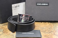 DOLCE & GABBANA Belt Black Classic Silver Metal Logo Buckle 100cm / 40in