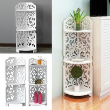 3 Tier Corner Shelf Bathroom Wooden Storage Organizer Rack Display Shelves UK