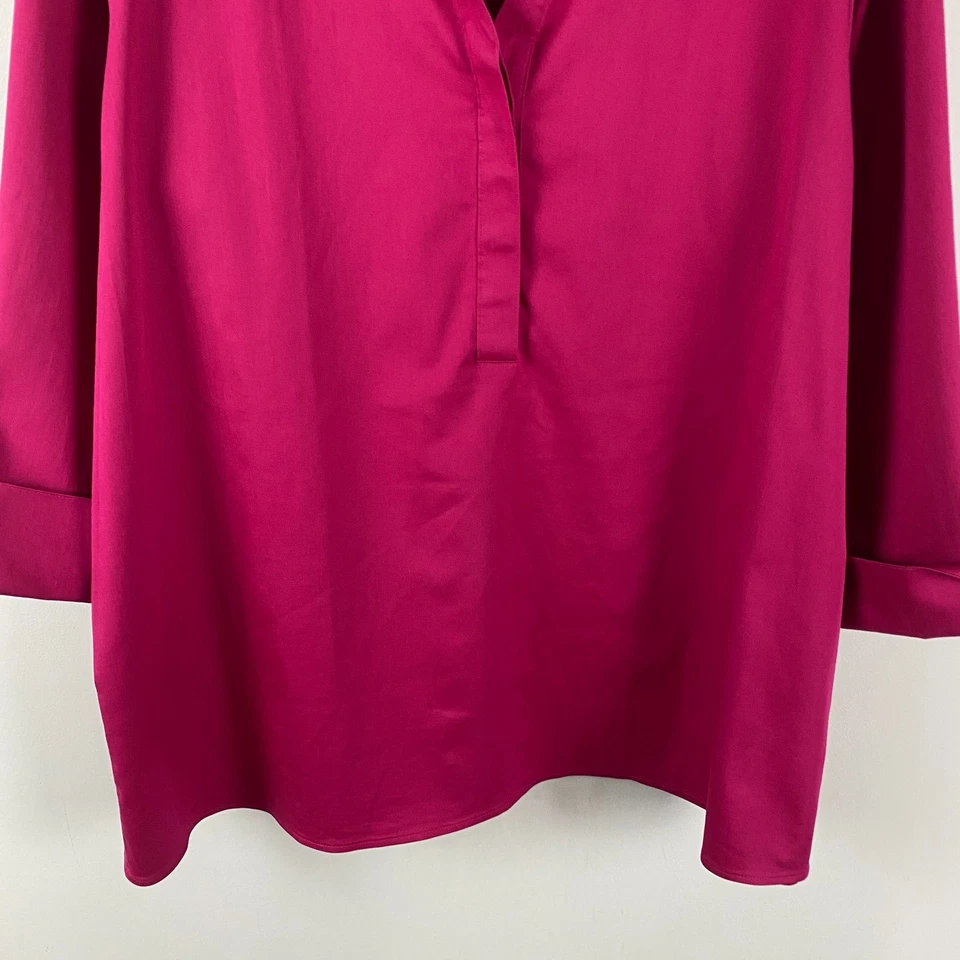 Camisa túnica Chicos sin hierro elástica popover talla 3,5 EE. UU. 18 rosa mangas 3/4 Foto 3 de 4