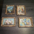 Vintage Minature Oil Paintings 6x8 Set of 4 Flowers Floral Retro Decor Wall Art