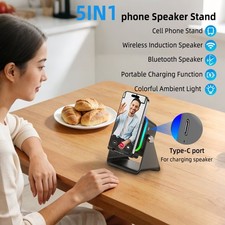 Wireless Induction Speaker 5-in-1 Bluetooth Speaker With Phone Stand Holder