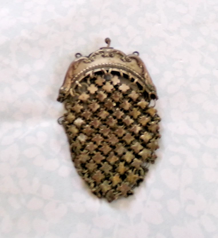 French Silver Chain Mesh Original Unique Mesh Kiss Clasp  Antique Purse WOW! - Image 2 of 4