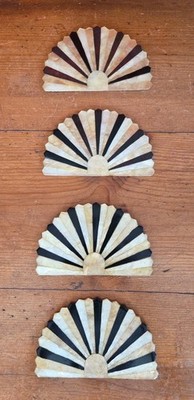 Vintage Balos Set Of 4 Handmade Fan Design Shell Coasters 1980 Philippines EUC