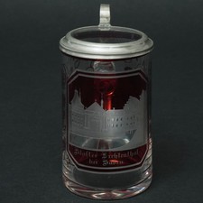 Kleiner Biedermeier Krug m. Deckel rubinrot Kloster Lichtental bei Baden V.MIN