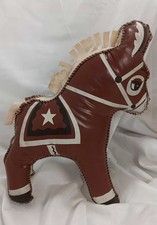 Vintage Painted Pony Horse Donkey Stuffed Vinyl Oil Cloth 8.5  Brown