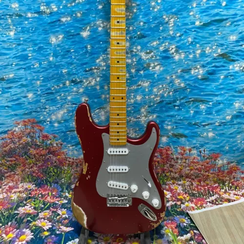 US Hot Sale apple red ST Electric Guitar Alder Body Maple freboard SSS pickup🔥