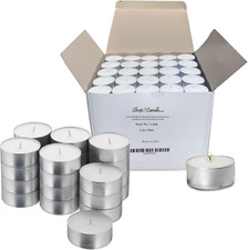 250 Pack Tealight Candles in Metal Cups - Clean, White Unscented Tealight with 3