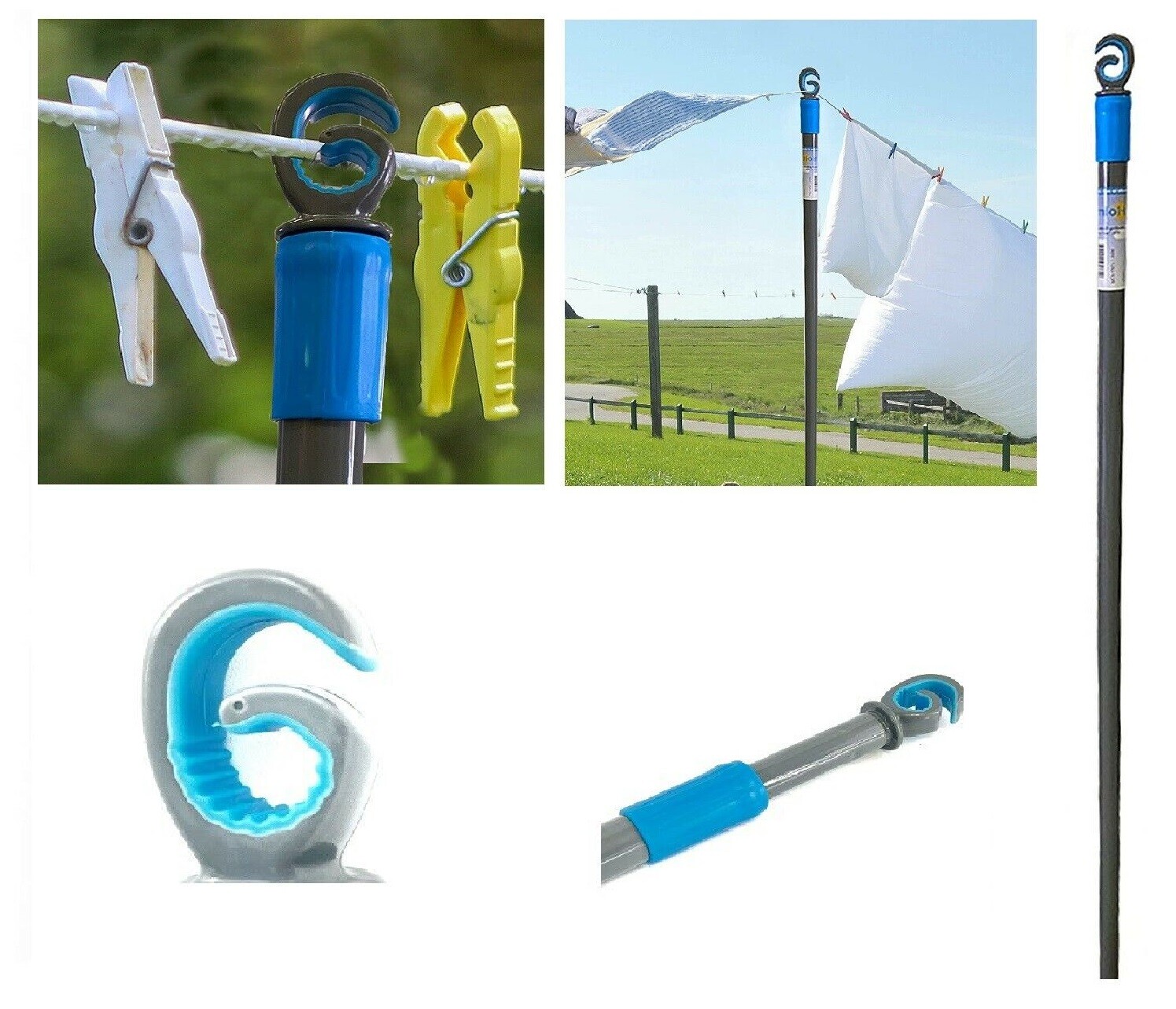 Extending Clothes Prop Washing Line Pole Galvanised Heavy Duty Support