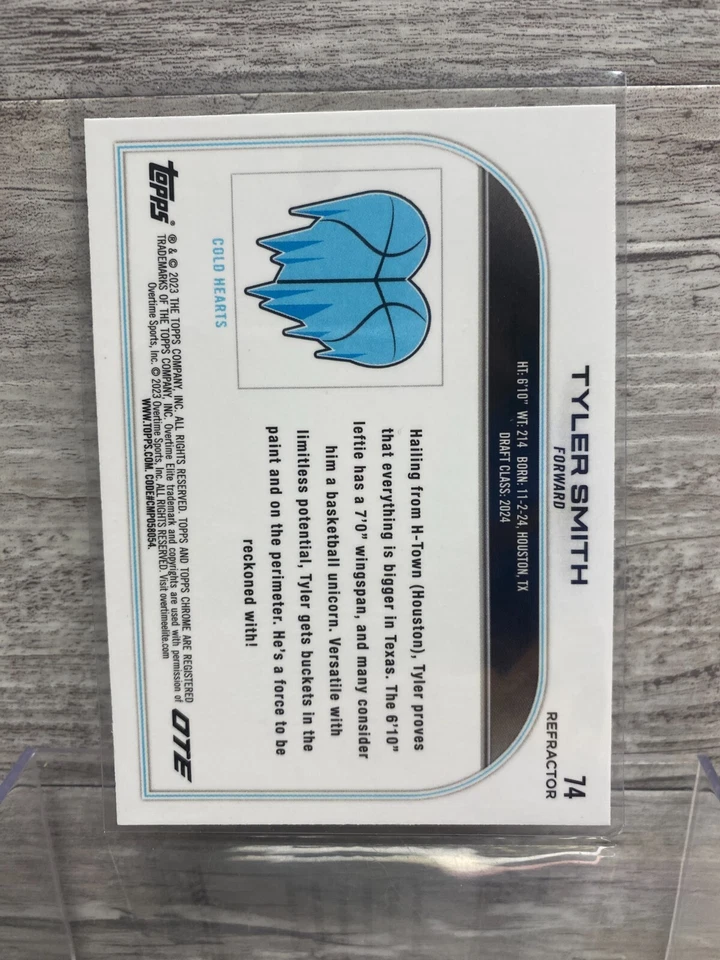 Tyler Smith RC 2023 Topps Chrome Refractor Overtime Elite #74 ROOKIE - Image 2 of 2