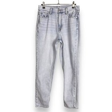 American Eagle Jeans AEO High Rise Mom Size 4 Regular Light Wash Distressed Blue