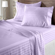 1000 TC Egyptian Cotton 8,10,12,15,18 Inch Deep Pocket Sheets Lavender Stripes